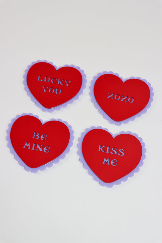 Red Sweetheart Coasters (4pc)