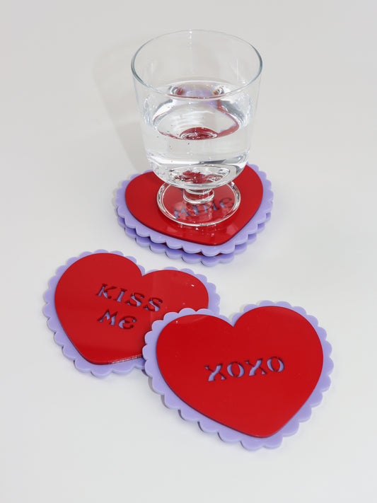 Red Sweetheart Coasters (4pc)