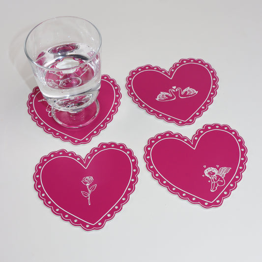 Pink and White Valentine Coasters (4pc)
