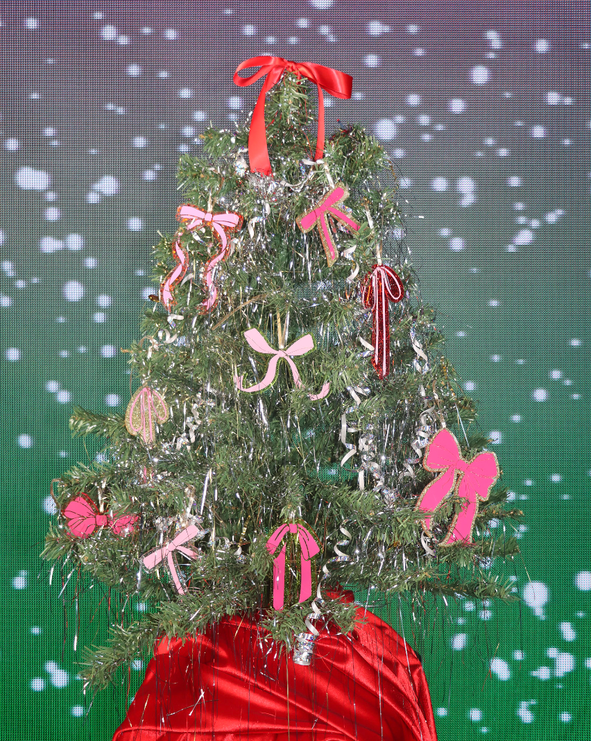 Red & Black Bow Ornaments (6pc)