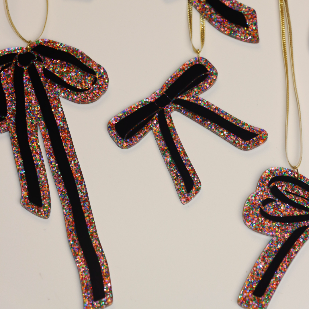 Confetti Bow Ornaments (6pc)