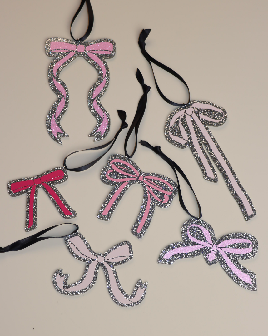 Pink Bow Ornaments (6pc)