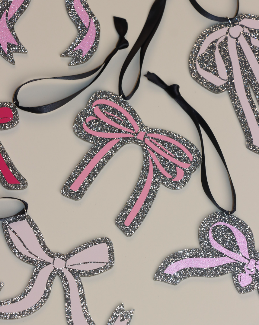 Pink Bow Ornaments (6pc)