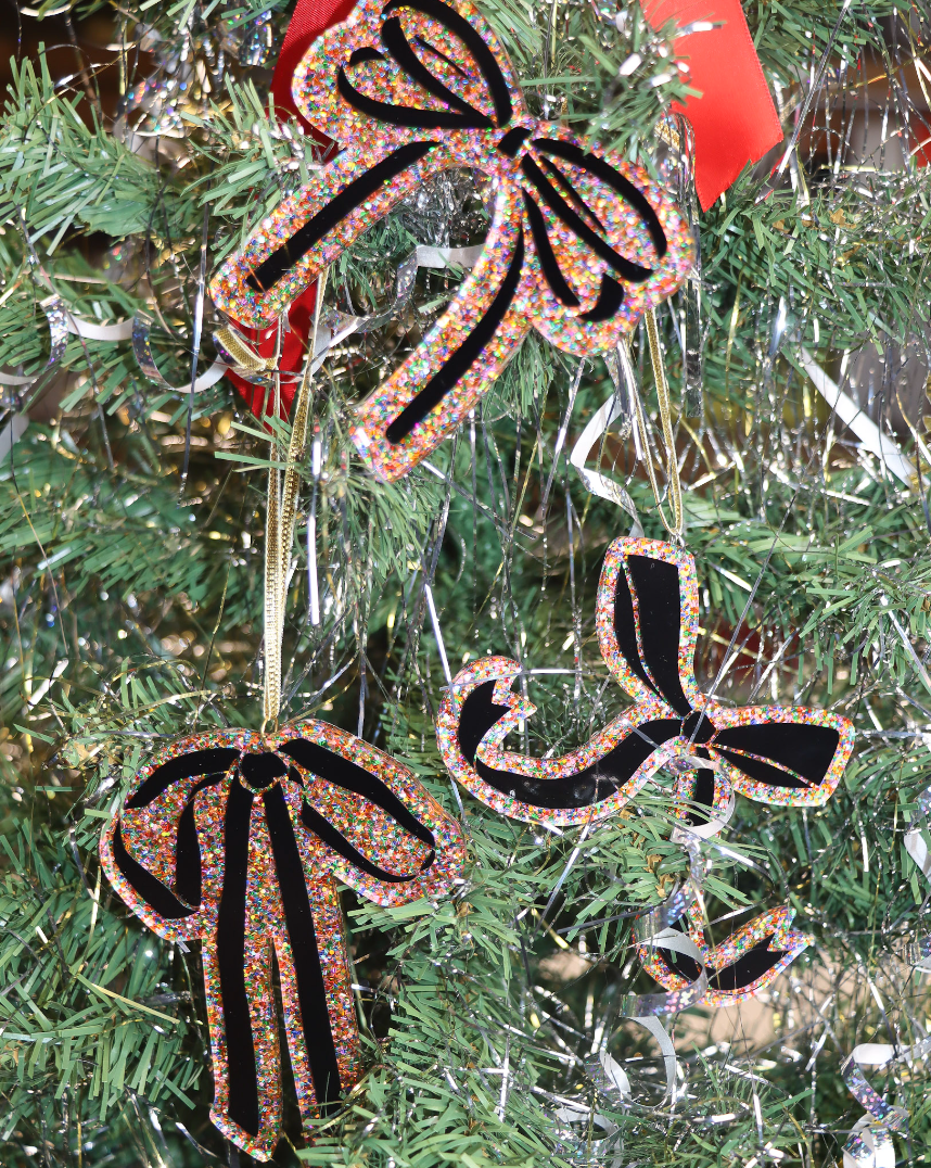 Confetti Bow Ornaments (6pc)