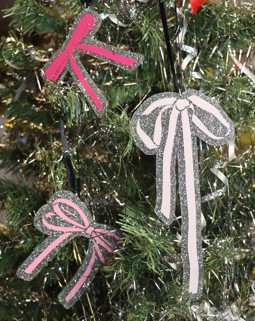 Pink Bow Ornaments (6pc)