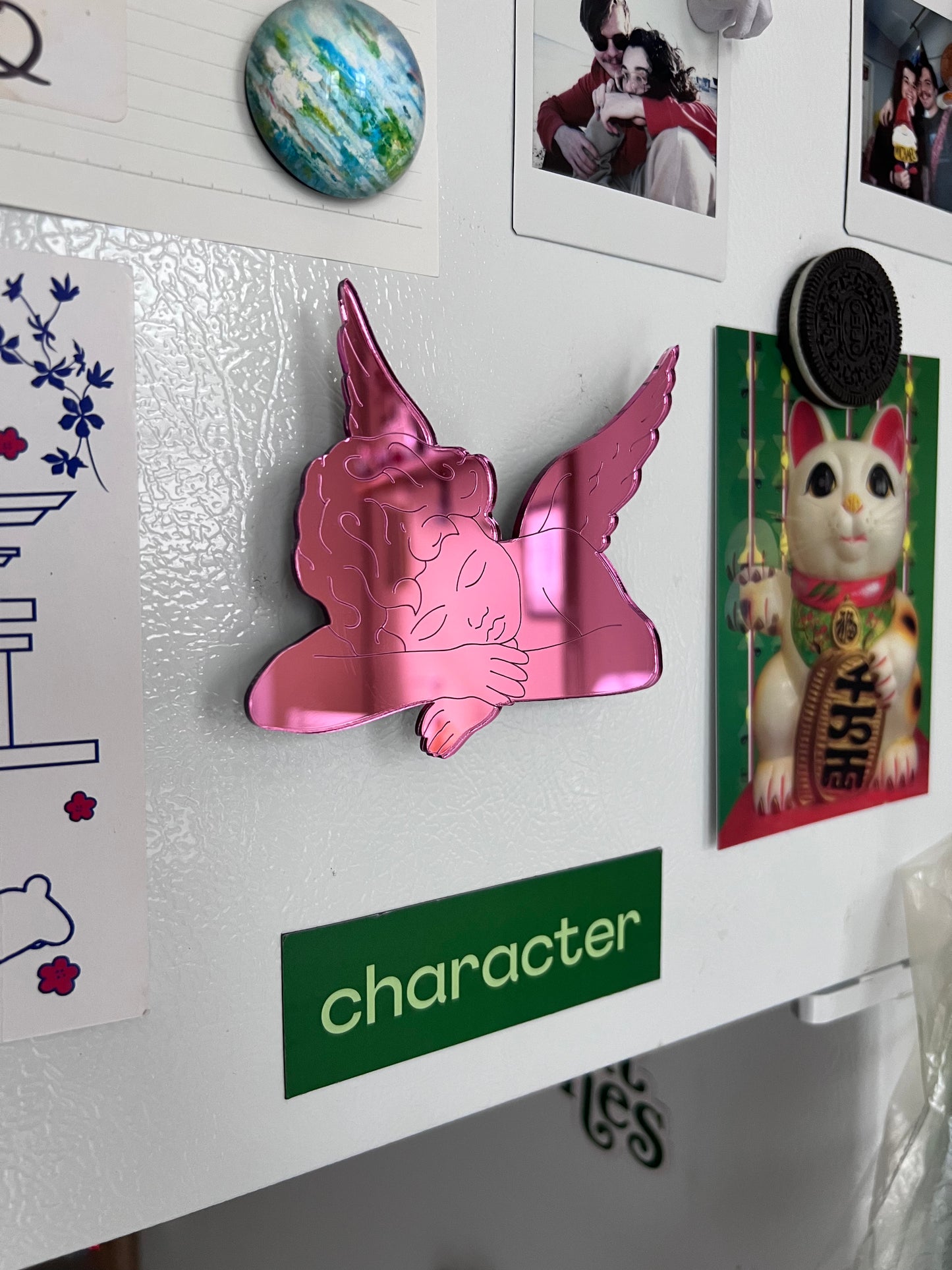 Sleeping Cherub Magnet 1pc, Pink