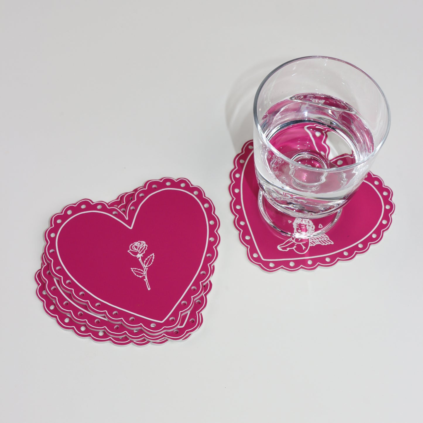 Pink and White Valentine Coasters (4pc)
