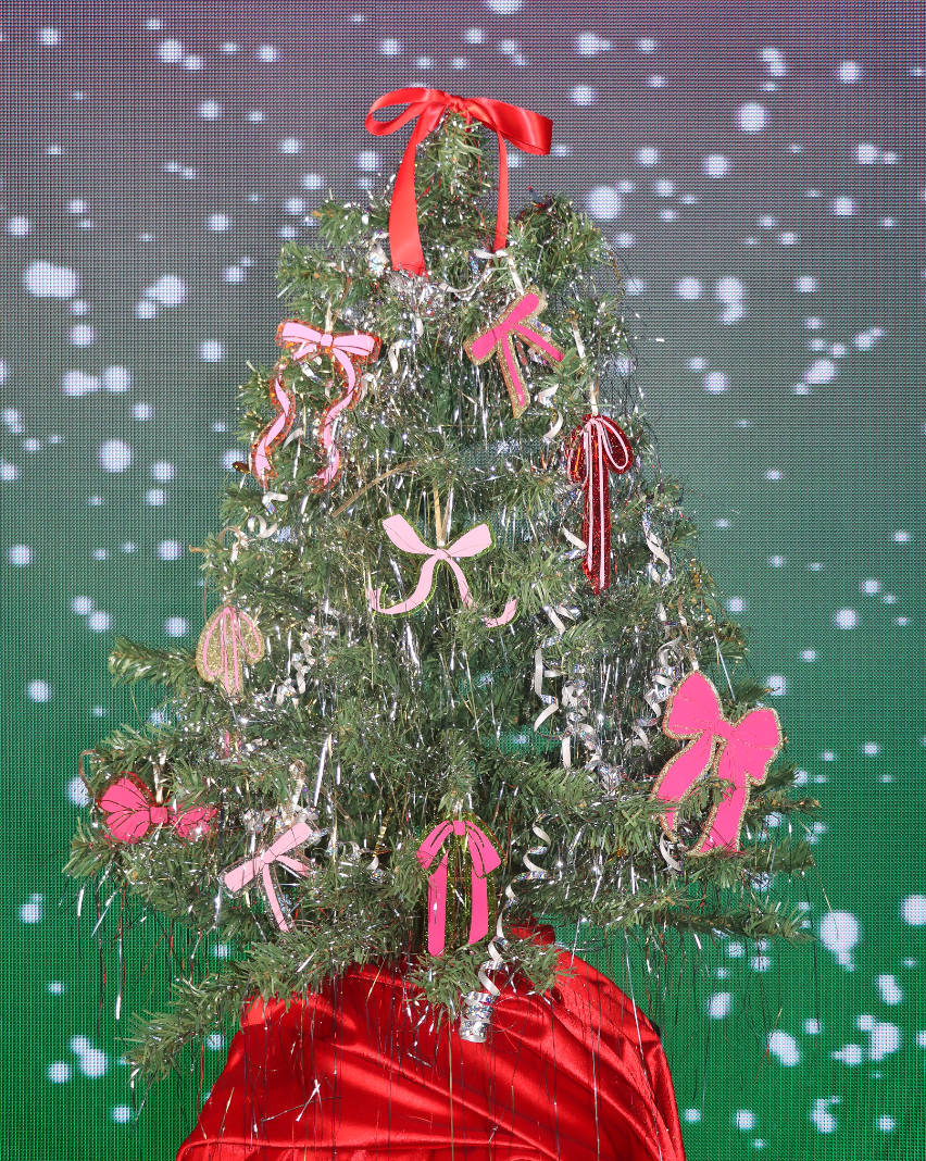 Pink Bow Ornaments (6pc)