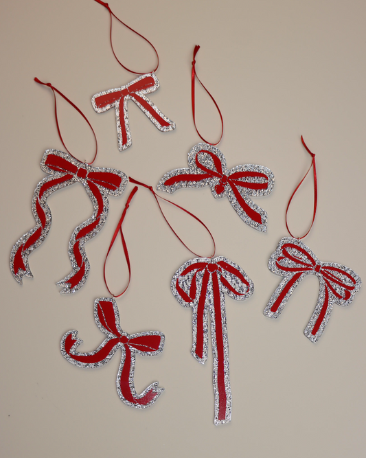 Red Bow Ornaments (6pc)