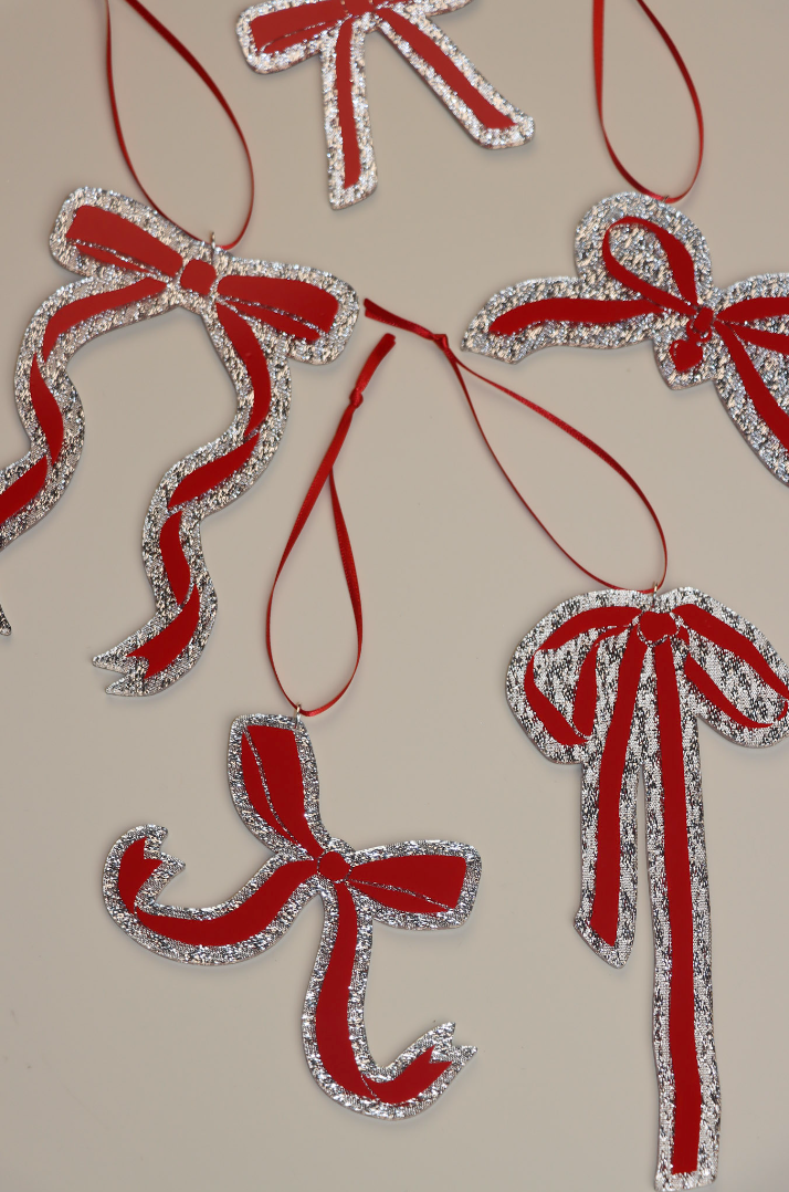 Red Bow Ornaments (6pc)