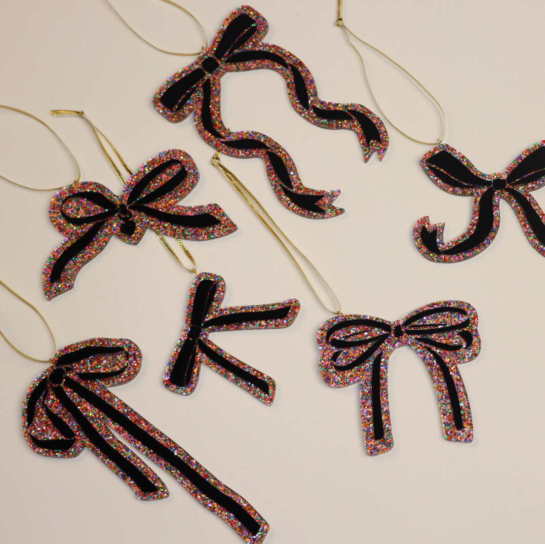 Confetti Bow Ornaments (6pc)