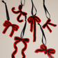 Red & Black Bow Ornaments (6pc)