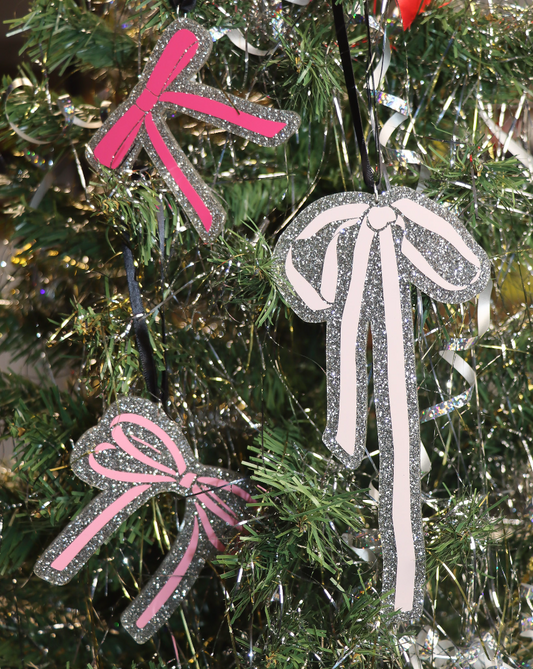 Pink Bow Ornaments (6pc)